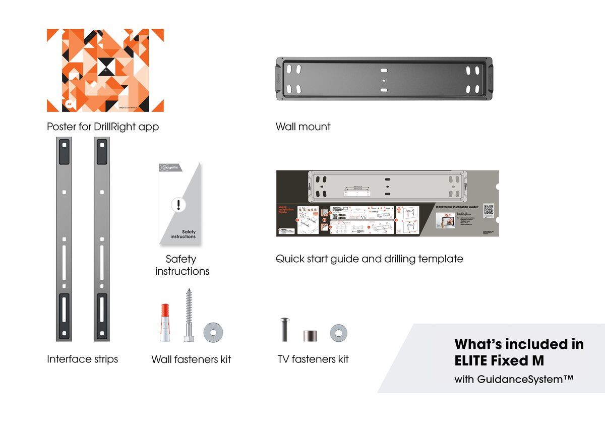 Vogel's TVM 5505 Support TV Fixe - Convient aux téléviseurs de 32 à 77 pouces - What's in the box