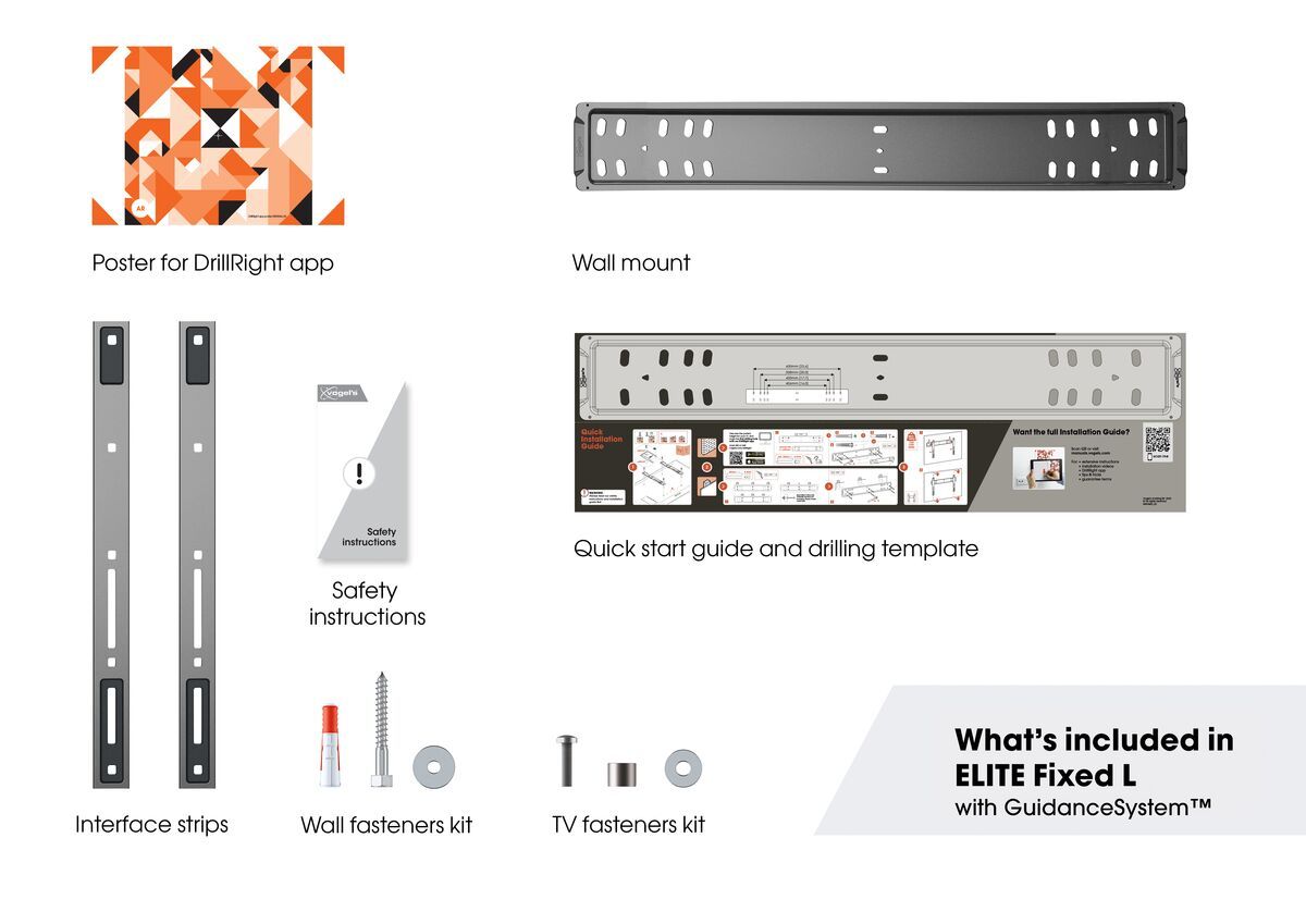 Vogel's TVM 5705 Support TV Fixe - Convient aux téléviseurs de 40 à 110 pouces - What's in the box