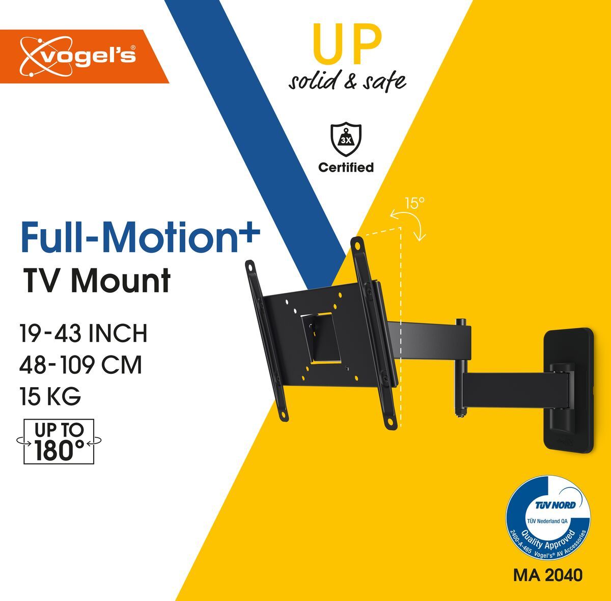 Vogel's MA2040 Full-Motion TV Wall Mount - Suitable for 19 up to 43 inch TVs - Full motion (up to 180°) - Tilt up to 10° - Packaging front